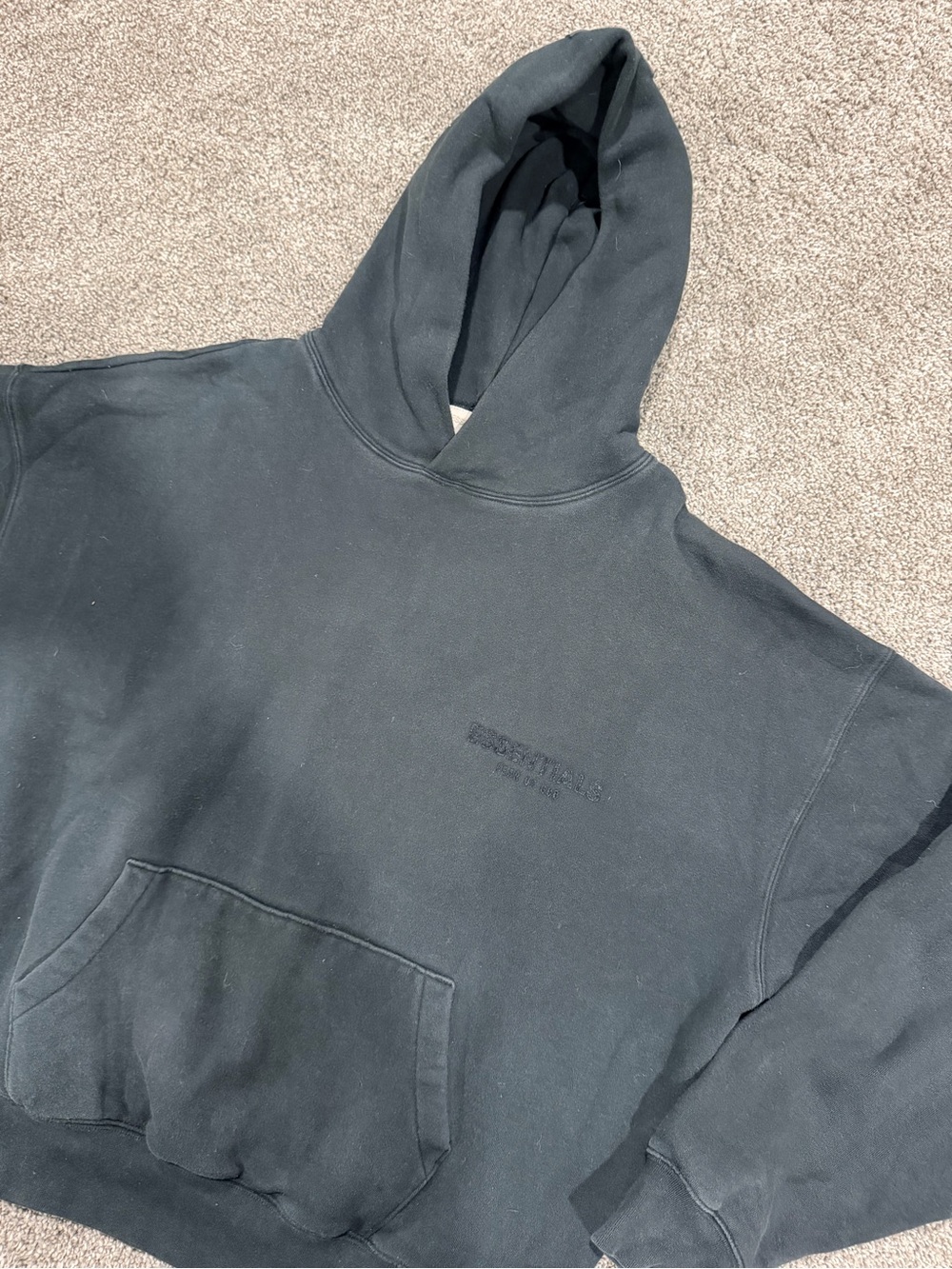 Essentials Black Oversized Pullover Hoodie - Picture 2 of 3